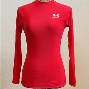 UNDER ARMOUR Red Long-Sleeve Fitness Shirt